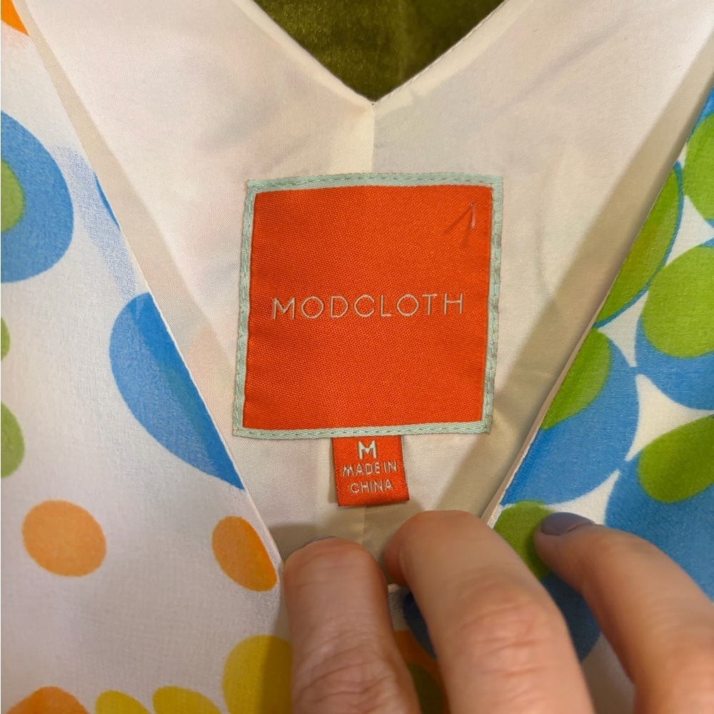 MODCLOTH 1970s style retro mod geometric dot maxi dress. Size M. Retail $100 - Picture 5 of 8